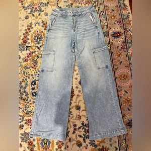 American eagle wide leg cargo jeans stretch